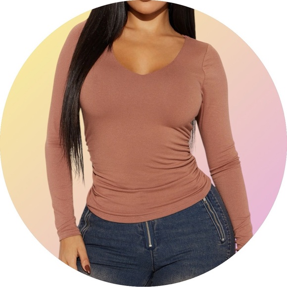 Fashion Nova Tops - Fashion Nova Cindy Long Sleeve Top - Mocha,